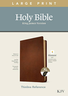 Picture of KJV Large Print Thinline Reference Bible, Filament Enabled Edition (Red Letter, Genuine Leather, Brown, Indexed)