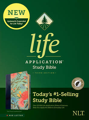Picture of NLT Life Application Study Bible, Third Edition (Red Letter, Leatherlike, Teal Floral, Indexed)