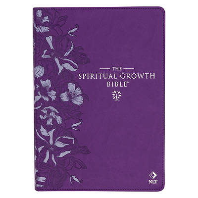 Picture of The Spiritual Growth Bible, Study Bible, NLT - New Living Translation Holy Bible, Faux Leather, Purple Debossed Floral
