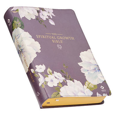 Picture of The Spiritual Growth Bible, Study Bible, NLT - New Living Translation Holy Bible, Faux Leather, Dusty Purple Floral Printed