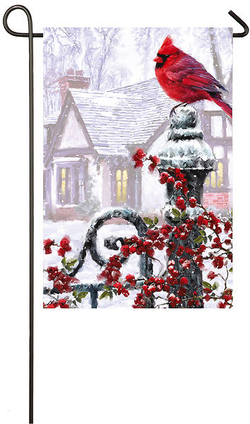 Picture of Winter Cardinal Garden Satin Flag