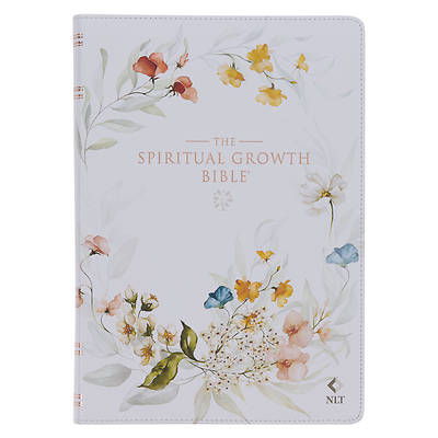 Picture of The Spiritual Growth Bible, Study Bible, NLT - New Living Translation Holy Bible, Faux Leather, White Printed Floral