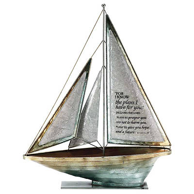 Picture of For I Know the Plans Metal Sailboat 16"H