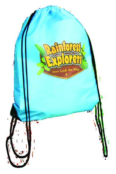 Picture of Vacation Bible School VBS 2021 Rainforest Explorers Drawstring Backpack Pkg of 5