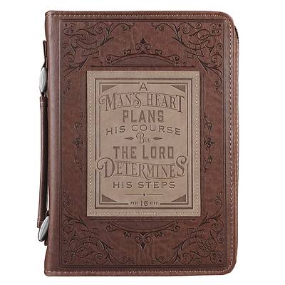 Picture of Bible Cover Extra Large Classic Brown a Man's Heart - Proverbs 16