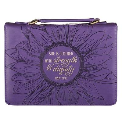 Bible Cover Medium Purple She Is Clothed Proverbs 31