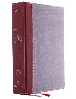 Picture of The NKJV, Open Bible, Cloth Over Board, Gray/Red, Red Letter Edition, Comfort Print