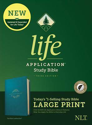 Picture of NLT Life Application Study Bible, Third Edition, Large Print (Leatherlike, Teal Blue, Indexed)