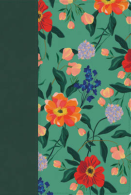 Rvr 1960 Biblia Letra Grande, Tamaño Manual, Edición Especial, Verde Floreado, Símil Piel