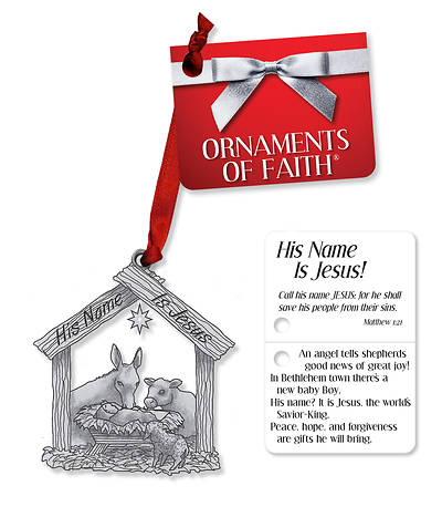 Picture of His Name Is Jesus! Ornament of Faith with Ribbon and Gift Tag