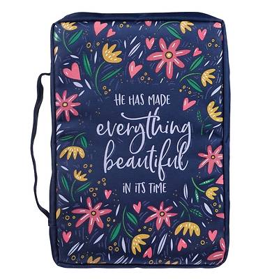 Bible Cover Canvas Large Navy Everything Beautiful Ecclesiastes 3