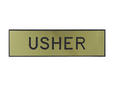 Picture of Gold and Black Usher Pin-On Badge