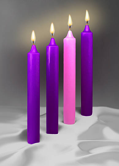 Candle-Advent Refill 17 x 1 1/2-3 Purp/1 Pnk (4 Pack)