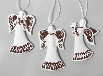 Picture of Frosted Porcelain Gingerbread Angel Ornament 4"
