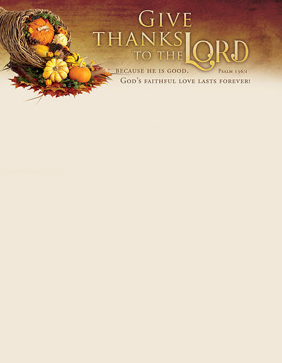 Picture of Give Thanks to the Lord Psalm 136:1 Letterhead