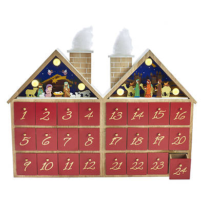 Picture of Wooden LED Nativity Advent Calendar Battery Operated