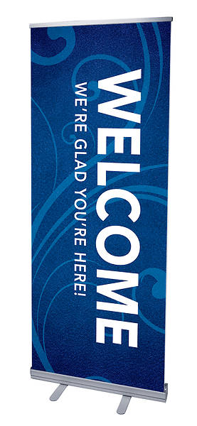Flourish Welcome RollUp Banner with Stand
