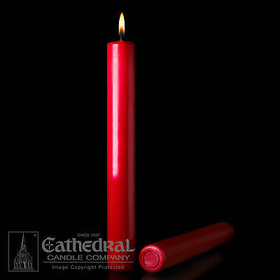 Cathedral 51% Beeswax Christmas Red Altar Candles - 1-1/2" x 12"
