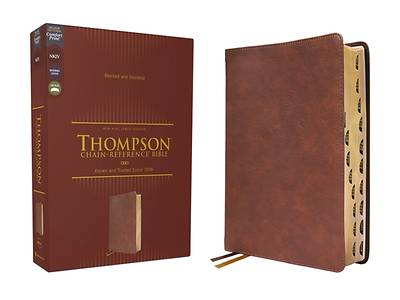 Picture of Nkjv, Thompson Chain-Reference Bible, Leathersoft, Brown, Red Letter, Thumb Indexed, Comfort Print