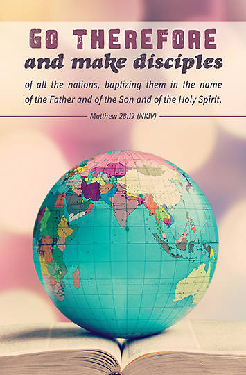 Picture of Globe on Open Bible Regular Bulletin Matthew 28:19