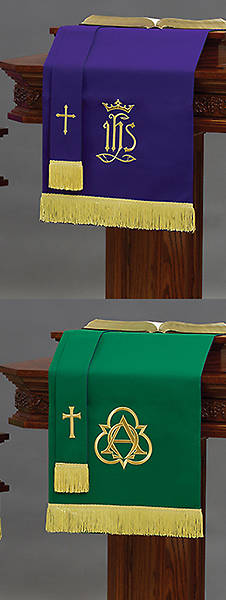 Embroidered Reversible Parament Set Purple and Green  2-Piece