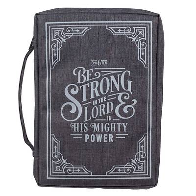 Picture of Bible Cover Canvas Large Gray Be Strong in the Lord Eph 6