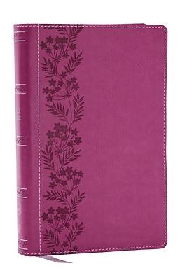 Picture of NKJV Holy Bible, Personal Size Large Print Reference Bible, Pink, Leathersoft, 43,000 Cross References, Red Letter, Thumb Indexed, Comfort Print