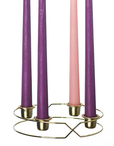 Picture of Gold Metal Christmas Advent Wreath Candleholder with Candles