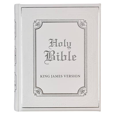 Picture of KJV Holy Bible, Classically Illustrated Heirloom Family Bible, Faux Leather Hardcover - Ribbon Markers, King James Version, White/Silver