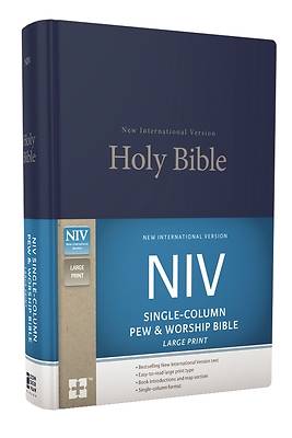 Picture of NIV Single-Column Pew and Worship Bible, Large Print, Hardcover, Blue