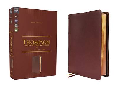 Picture of Nkjv, Thompson Chain-Reference Bible, Genuine Leather, Calfskin, Burgundy, Red Letter, Art Gilded Edges, Comfort Print