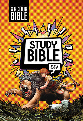 Picture of The Action Bible Study Bible Esv, Leathersoft, Orange, Full Color