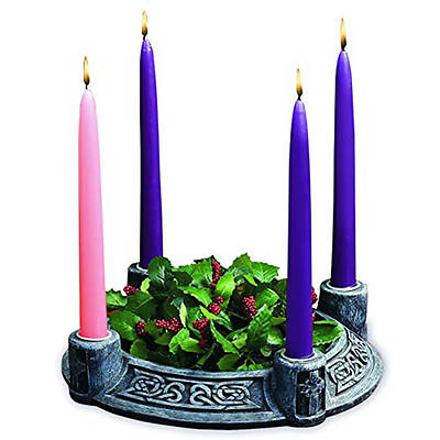 Picture of Celtic Knot Resin Advent Wreath with Candle Set Boxed