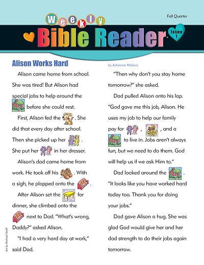 Picture of Heartshaper Early Elementary Bible Reader Take Home Papers PK5 Fall