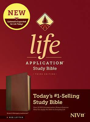 Picture of NIV Life Application Study Bible, Third Edition (Red Letter, Leatherlike, Brown/Mahogany)