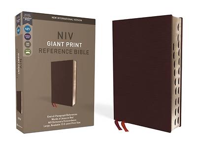Picture of NIV, Reference Bible, Giant Print, Bonded Leather, Burgundy, Red Letter Edition, Indexed, Comfort Print