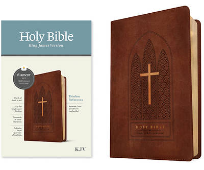 Picture of KJV Thinline Reference Bible, Filament Enabled Edition (Red Letter, Leatherlike, Reverent Cross Dark Brown)
