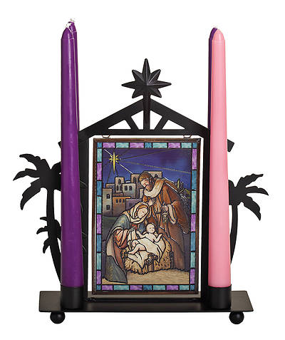 Picture of Stained Glass Nativity Candle Holder