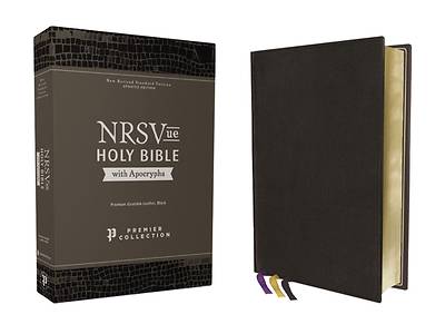 Picture of NRSVue, Holy Bible with Apocrypha, Premium Goatskin Leather, Black, Premier Collection, Art Gilded Edges, Comfort Print