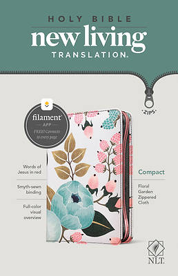 Picture of NLT Compact Zipper Bible, Filament Enabled Edition (Red Letter, Cloth, Floral Garden)