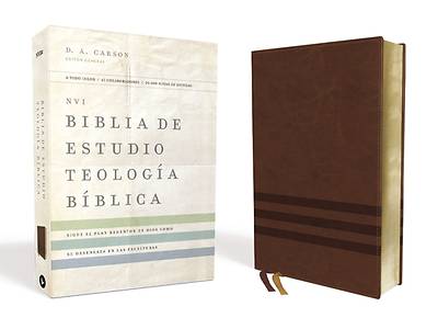 Picture of NVI Biblia de Estudio, Teología Bíblica, Leathersoft, Café, Interior a Cuatro Colores