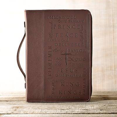 Picture of Bible Cover Name of Jesus Leather Burgundy Medium
