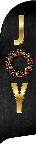 Picture of Joy Wreath Black and Gold Flag Banner