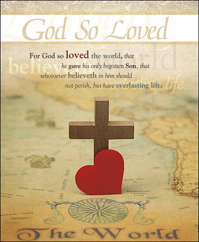 Picture of God So Loved Heart Cross General Legal Size Bulletin
