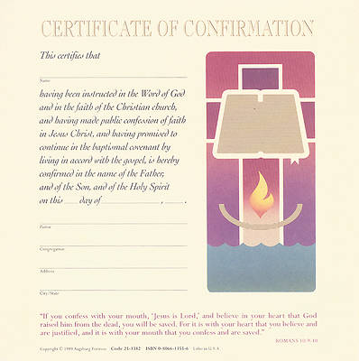 Picture of Contemporary Full-Color Confirmation Flat Certificate (Package of 12)