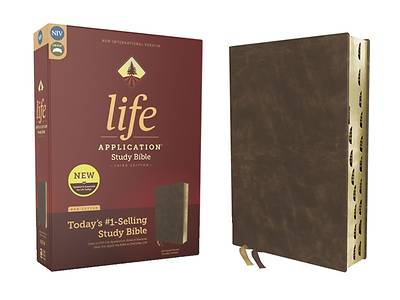 Picture of Niv, Life Application Study Bible, Third Edition, Bonded Leather, Brown, Red Letter, Thumb Indexed