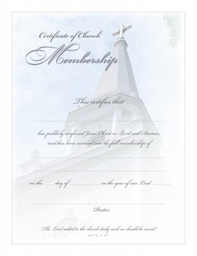 Picture of Certificate of Membership Acts 2:47 Package of 6