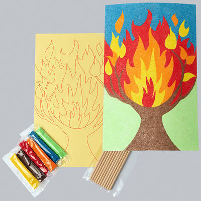 Picture of Vacation Bible School (VBS) 2021 Discovery on Adventure Island Burning Bush Sand Art (Pkg of 12)