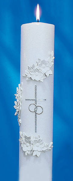 Picture of Holy Matrimony Center Candle - Silver and White