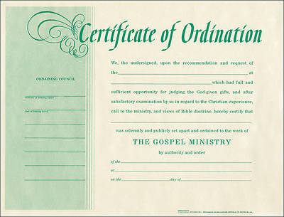 Picture of Certificate Of Ordination Package of 6